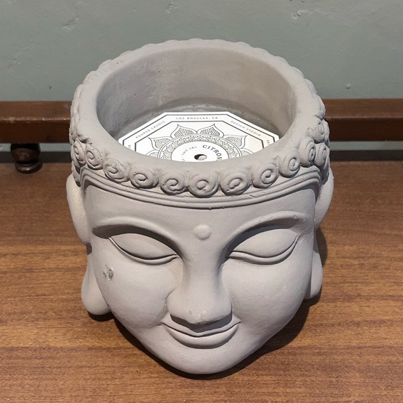 Brand New EAST WEST 14oz Ceramic Buddha Head Shaped Citronella Candle. - Picture 2 of 6